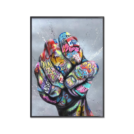 Street Art Fist Canvas Print with Black Frame 50 x 70