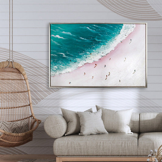 Beach Walk Canvase Print with Silver Frame 60 x 90