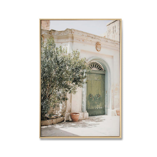 The Green Door Brushed Canvas Brush Print with Light Natural Frame 50 x 70