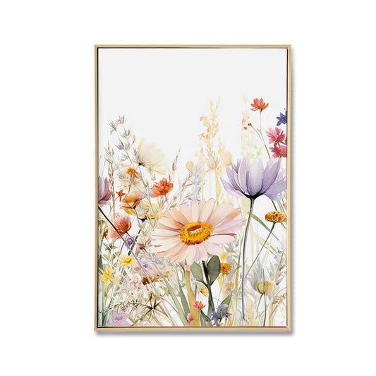 Wild Flowers A Canvas Print with Light Natural Frame 50 x 70