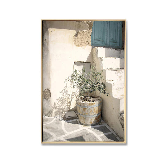 Tuscan Olive Tree - Brushed Canvas Brushed Print with Light Natural Frame 50 x 70