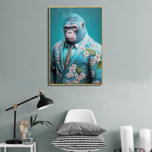 Ape in Suit Bling 3D Prints with Gold Frame 60 x 90
