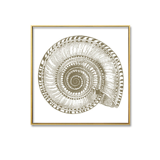 Gold Seashell Canvas Print with Gold Foil with Light Gold Frame 70 x 70