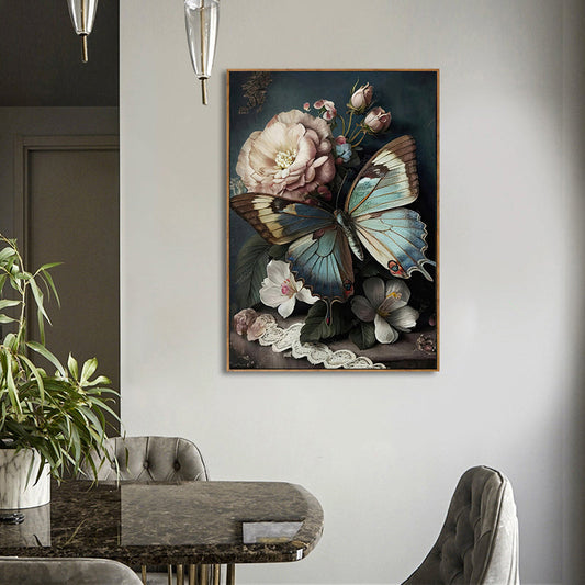 Flowering Butterfly - Brushed Canvas Brushed Print with Natural Frame 60 x 90