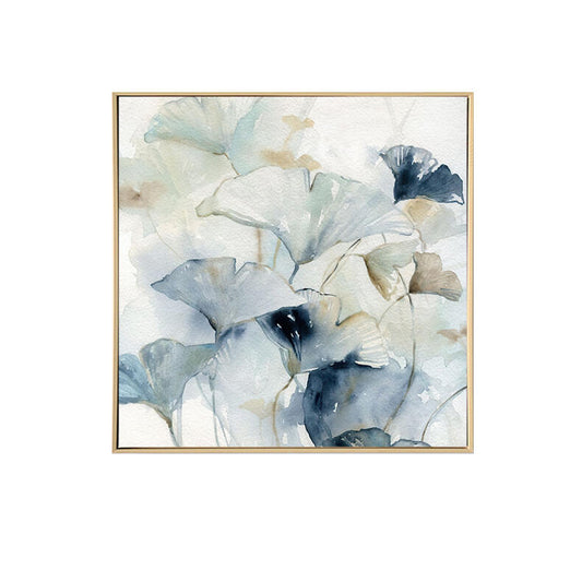 Blue Leaves A Framed Canvas Print 70x70