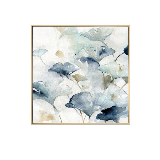 Blue Leaves B Framed Canvas Print 70x70